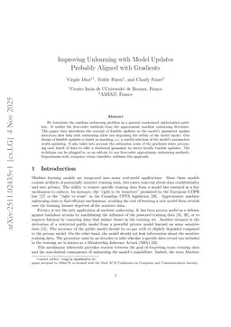 Improving Unlearning with Model Updates Probably Aligned with Gradients