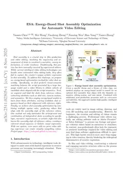 ESA: Energy-Based Shot Assembly Optimization for Automatic Video Editing