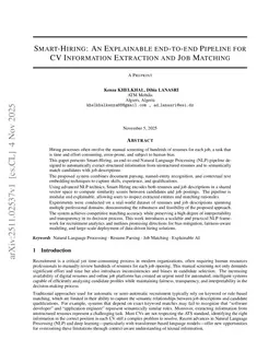 Smart-Hiring: An Explainable end-to-end Pipeline for CV Information Extraction and Job Matching
