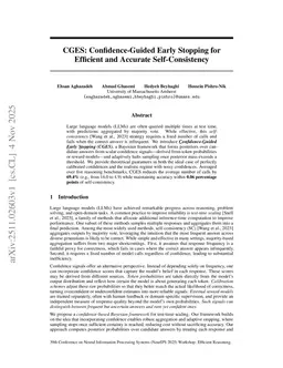 CGES: Confidence-Guided Early Stopping for Efficient and Accurate Self-Consistency