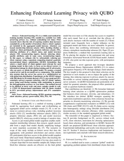 Enhancing Federated Learning Privacy with QUBO