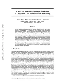 When One Modality Sabotages the Others: A Diagnostic Lens on Multimodal Reasoning