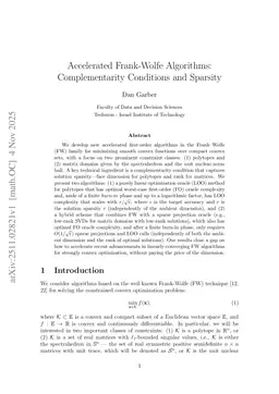 Accelerated Frank-Wolfe Algorithms: Complementarity Conditions and Sparsity