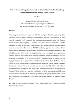 A Novel Reservoir Computing Framework for Chaotic Time Series Prediction Using Time Delay Embedding and Random Fourier Features
