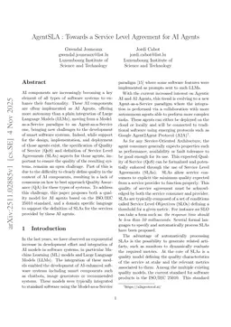 AgentSLA : Towards a Service Level Agreement for AI Agents