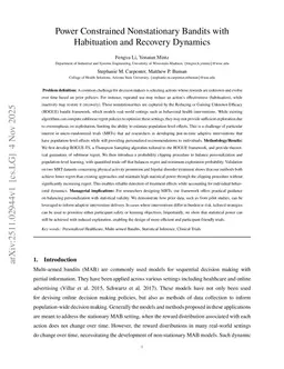 Power Constrained Nonstationary Bandits with Habituation and Recovery Dynamics