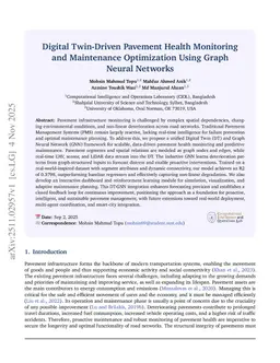 Digital Twin-Driven Pavement Health Monitoring and Maintenance Optimization Using Graph Neural Networks