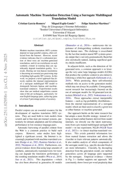 Automatic Machine Translation Detection Using a Surrogate Multilingual Translation Model