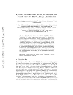 Hybrid Convolution and Vision Transformer NAS Search Space for TinyML Image Classification