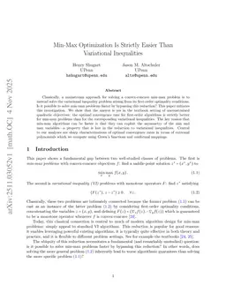 Min-Max Optimization Is Strictly Easier Than Variational Inequalities