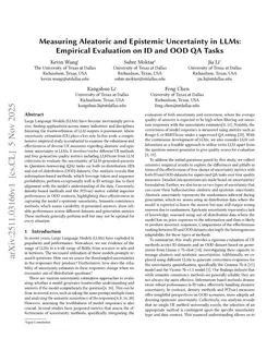 Measuring Aleatoric and Epistemic Uncertainty in LLMs: Empirical Evaluation on ID and OOD QA Tasks