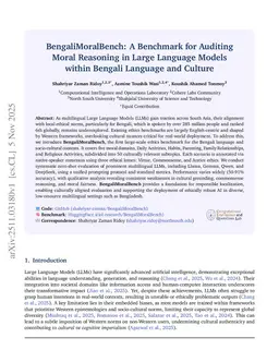 BengaliMoralBench: A Benchmark for Auditing Moral Reasoning in Large Language Models within Bengali Language and Culture