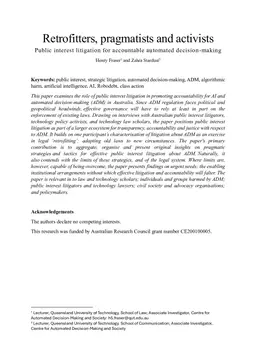 Retrofitters, pragmatists and activists: Public interest litigation for accountable automated decision-making