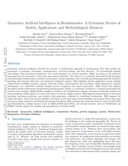 Generative Artificial Intelligence in Bioinformatics: A Systematic Review of Models, Applications, and Methodological Advances