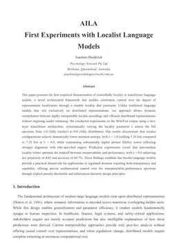 AILA--First Experiments with Localist Language Models