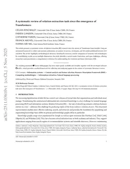 A systematic review of relation extraction task since the emergence of Transformers