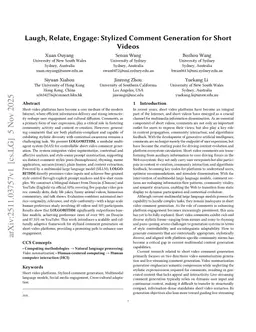 Laugh, Relate, Engage: Stylized Comment Generation for Short Videos