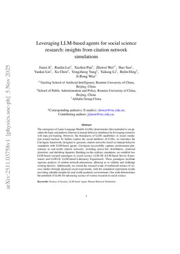 Leveraging LLM-based agents for social science research: insights from citation network simulations