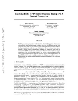 Learning Paths for Dynamic Measure Transport: A Control Perspective