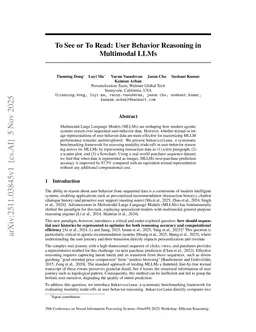 To See or To Read: User Behavior Reasoning in Multimodal LLMs