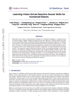 Learning Vision-Driven Reactive Soccer Skills for Humanoid Robots
