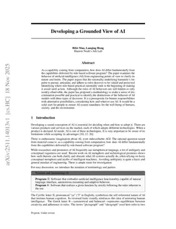 Developing a Grounded View of AI