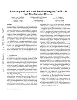 Resolving Availability and Run-time Integrity Conflicts in Real-Time Embedded Systems
