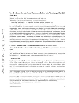 WebRec: Enhancing LLM-based Recommendations with Attention-guided RAG from Web