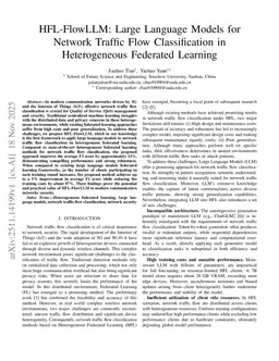 HFL-FlowLLM: Large Language Models for Network Traffic Flow Classification in Heterogeneous Federated Learning