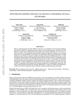 Enforcing hidden physics in physics-informed neural networks