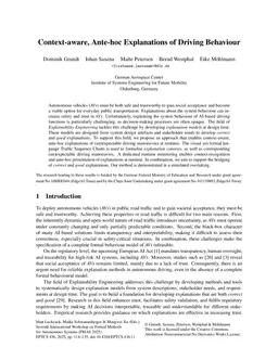 Context-aware, Ante-hoc Explanations of Driving Behaviour