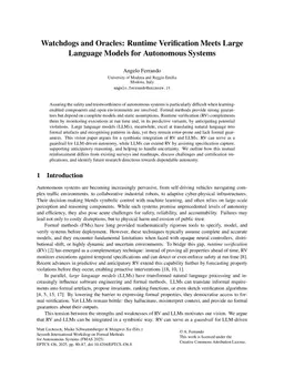 Watchdogs and Oracles: Runtime Verification Meets Large Language Models for Autonomous Systems