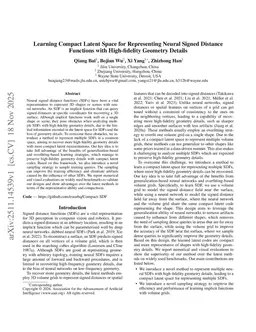 Learning Compact Latent Space for Representing Neural Signed Distance Functions with High-fidelity Geometry Details