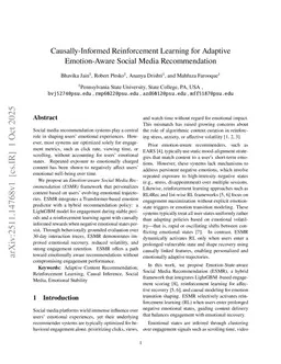 Causally-Informed Reinforcement Learning for Adaptive Emotion-Aware Social Media Recommendation
