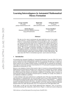 Learning Interestingness in Automated Mathematical Theory Formation
