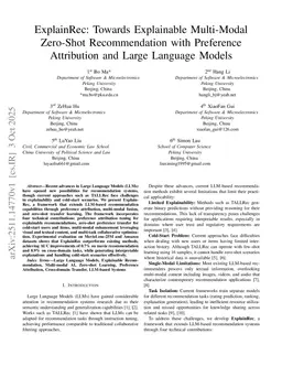 ExplainRec: Towards Explainable Multi-Modal Zero-Shot Recommendation with Preference Attribution and Large Language Models