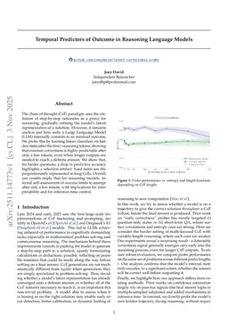 Temporal Predictors of Outcome in Reasoning Language Models