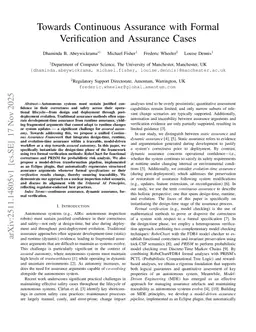Towards Continuous Assurance with Formal Verification and Assurance Cases