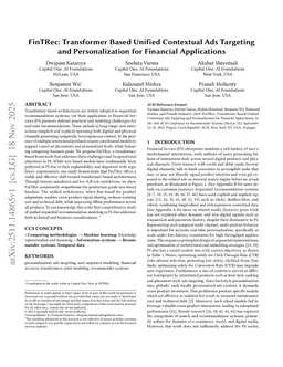 FinTRec: Transformer Based Unified Contextual Ads Targeting and Personalization for Financial Applications