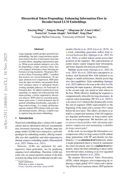 Hierarchical Token Prepending: Enhancing Information Flow in Decoder-based LLM Embeddings