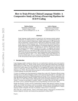 How to Train Private Clinical Language Models: A Comparative Study of Privacy-Preserving Pipelines for ICD-9 Coding