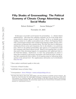 Fifty Shades of Greenwashing: The Political Economy of Climate Change Advertising on Social Media