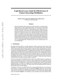 Logit-Based Losses Limit the Effectiveness of Feature Knowledge Distillation
