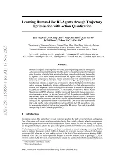 Learning Human-Like RL Agents Through Trajectory Optimization With Action Quantization