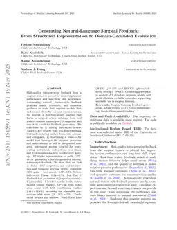 Generating Natural-Language Surgical Feedback: From Structured Representation to Domain-Grounded Evaluation