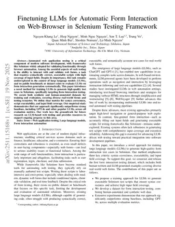 Finetuning LLMs for Automatic Form Interaction on Web-Browser in Selenium Testing Framework