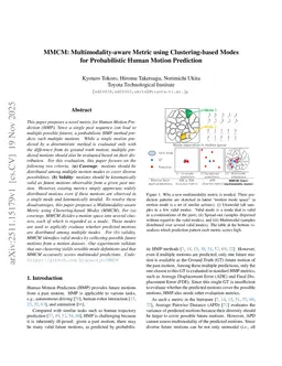 MMCM: Multimodality-aware Metric using Clustering-based Modes for Probabilistic Human Motion Prediction