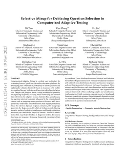 Selective Mixup for Debiasing Question Selection in Computerized Adaptive Testing