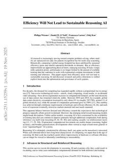 Efficiency Will Not Lead to Sustainable Reasoning AI