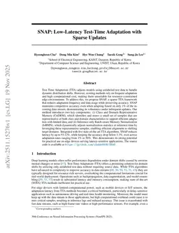 SNAP: Low-Latency Test-Time Adaptation with Sparse Updates